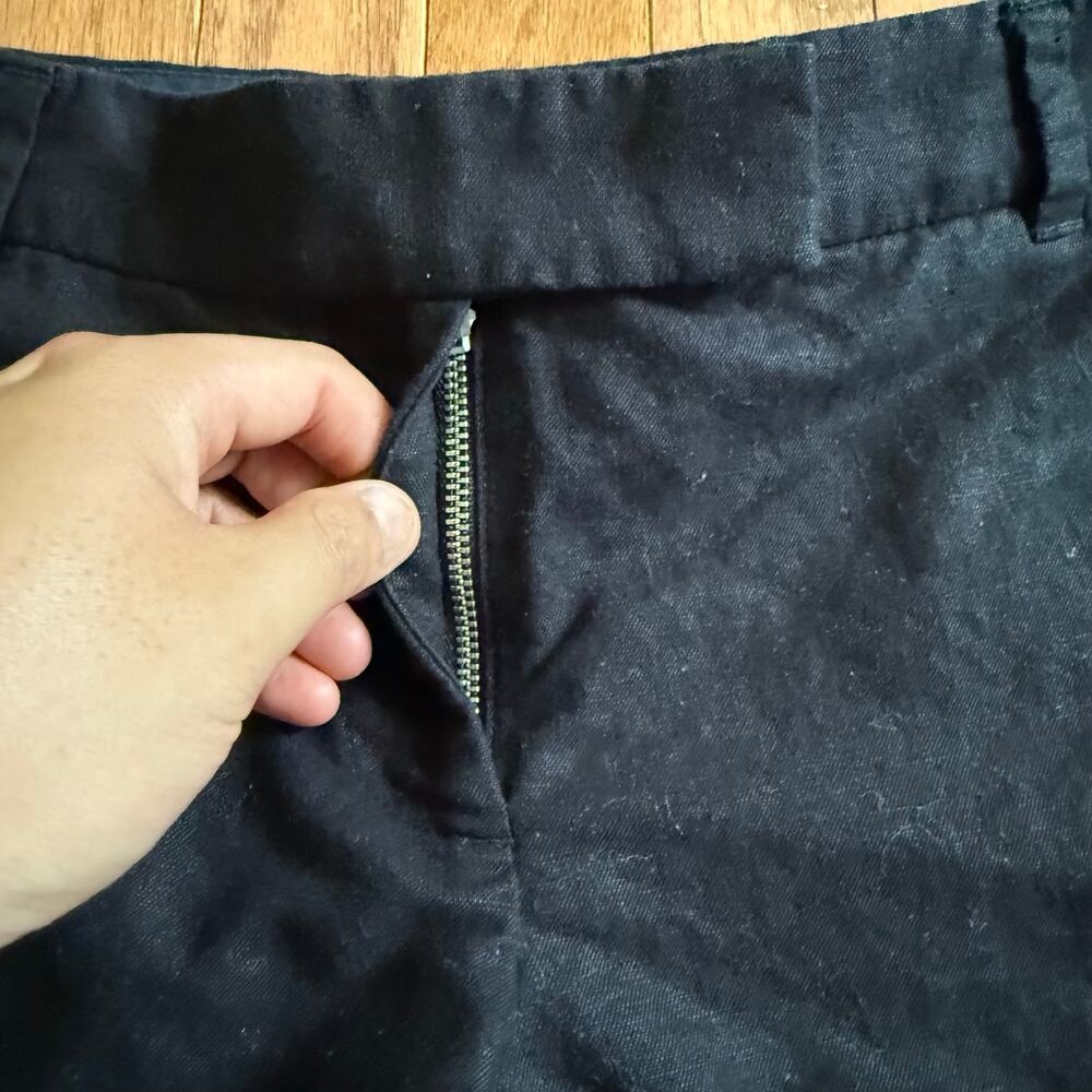J. Crew | Preppy Summer Vacation Black Linen Blend Shorts Scallop Hems Size 10 - Picture 5 of 10
